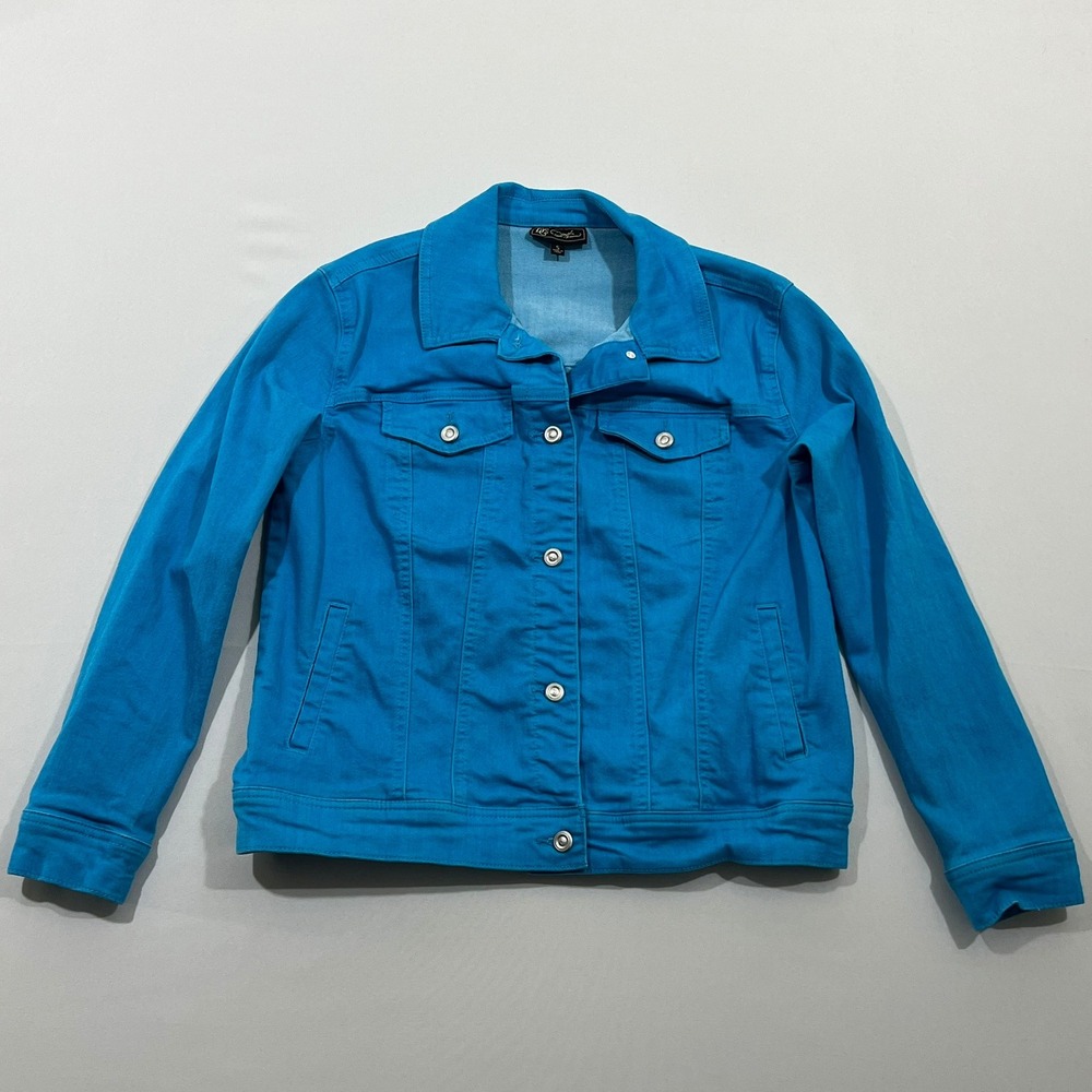 DG2 by Diane Gilman Denim Jean Jacket Button Up Trucker Blue Womens Size‎ S